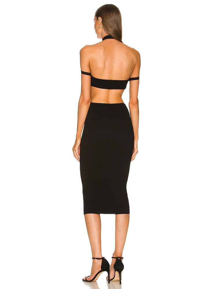 NastyENF Date Nights Sexy Cut Out Midi Bandage Dress