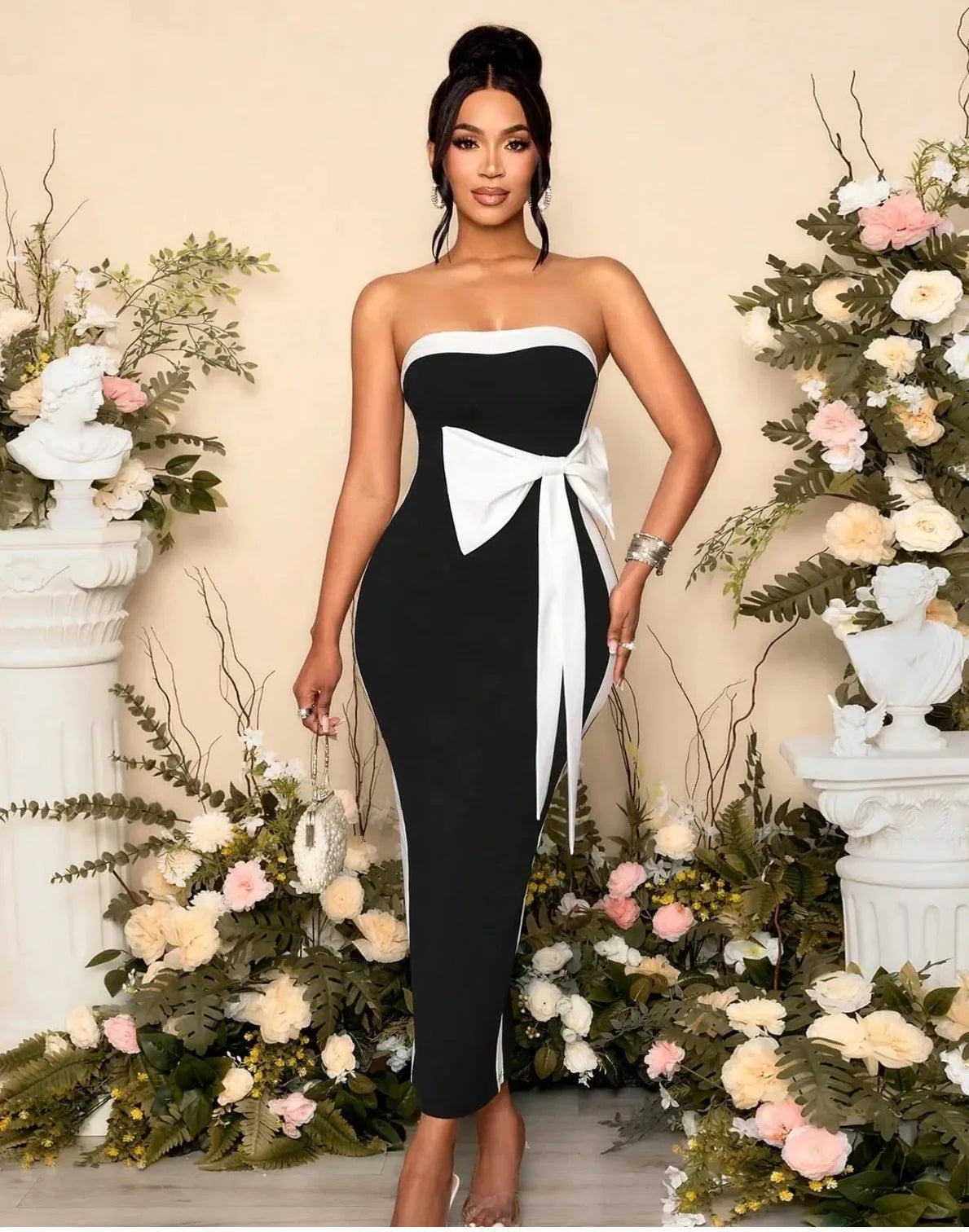 NastyENF Presenting Sexy Off ShoulderBodycon Dress with Bow