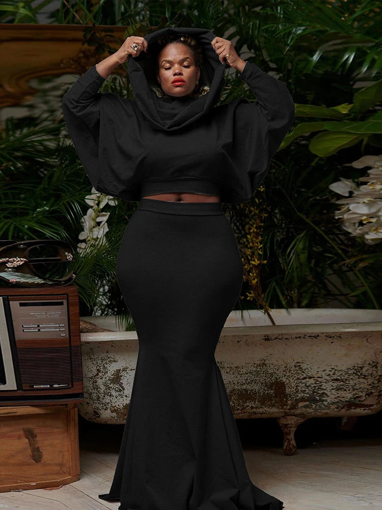 NastyENF Crown Me Sexy Skirt Set with Long Sleeve Hoodie