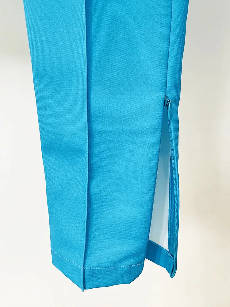 NastyENF Blocked Contrast Color Block Blazer and Pencil Pants