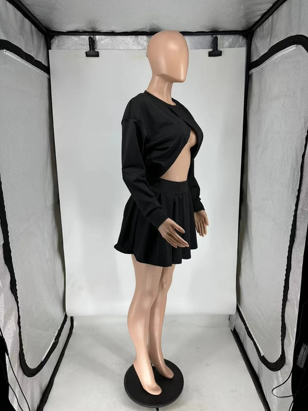 NastyENF Still Active Sexy Pleated Mini Skirt Set
