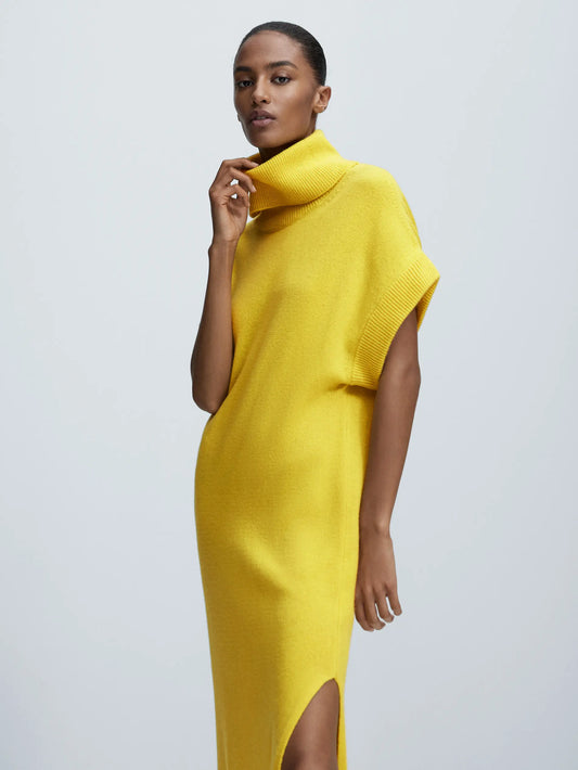 NastyENF Yield Long wool blend dress with Turtleneck and Split