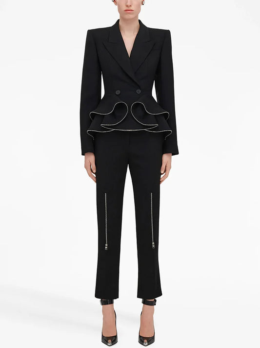 NastyENF Zipped High Fashion Designer Suit Set with Ruffles