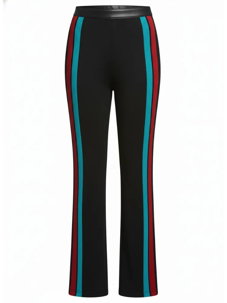 NastyENF Cozy Days Contrast Color Striped Turtleneck Sweater and High Waist Straight Pants