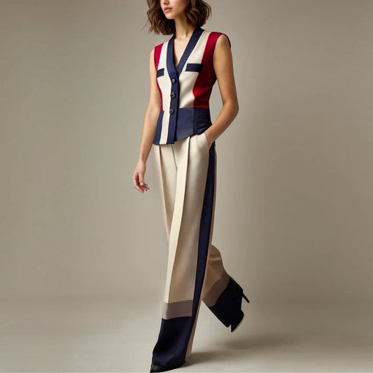 NastyENF Ascension Colorblocked Set with Vest and Long Wide Leg Pant
