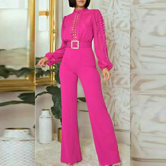 NastyENF Jump On It Lace Patchwork Long Sleeved Banquet Jumpsuit