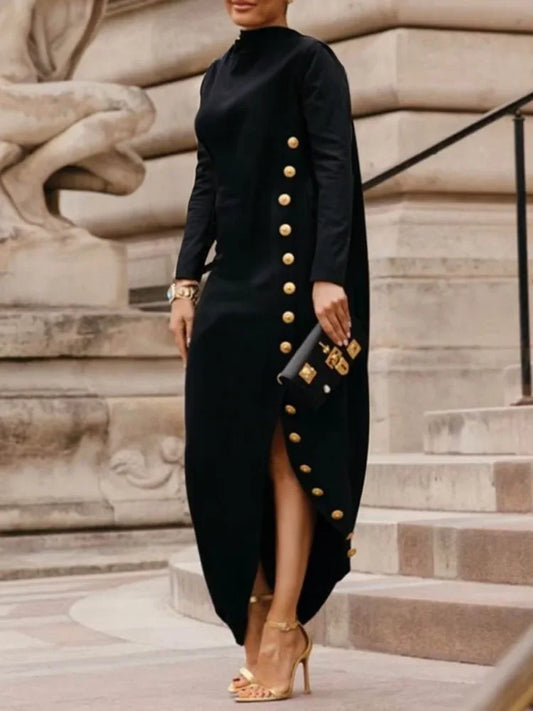 NastyENF Presedential Split-Side High Neck Maxi Dress