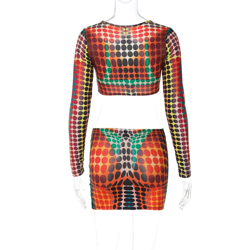 NastyENF Magical Dot Print Two Piece Skirt Set