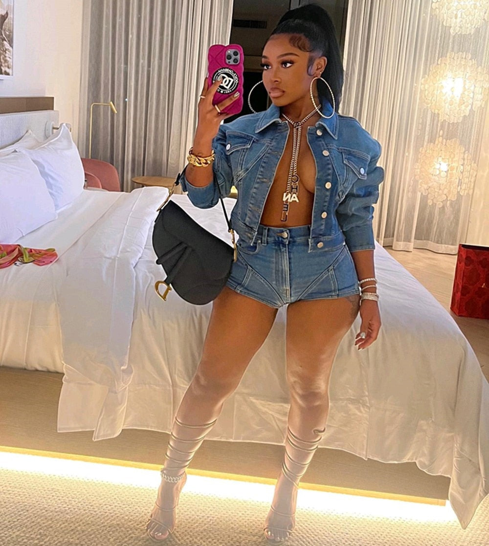 NastyENF Provoked Jean Jacket + Short Set