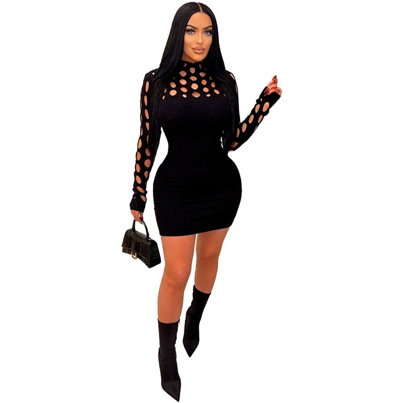 NastyENF No Apologies Needed Sexy Hollow Out Bodycon Mini