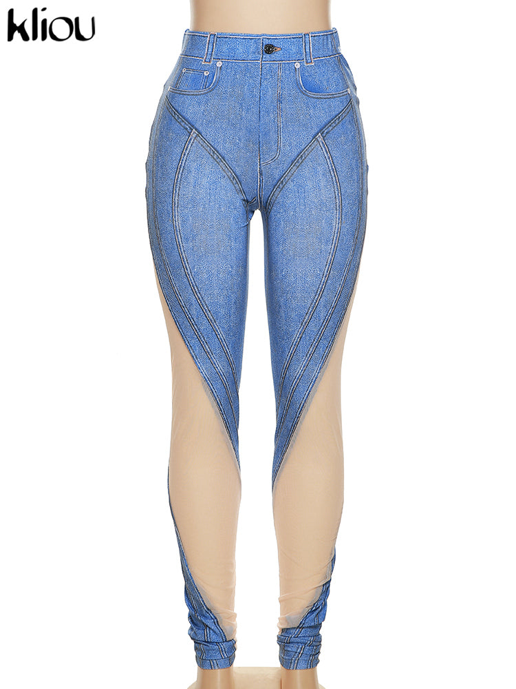 NastyENF Patchwork Sexy See Through Pants