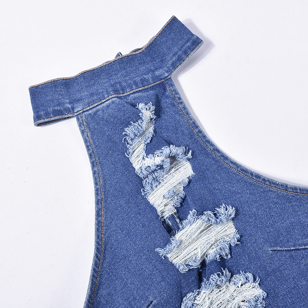 NastyENF Pressure Sexy Denim Bodycon Jumpsuit