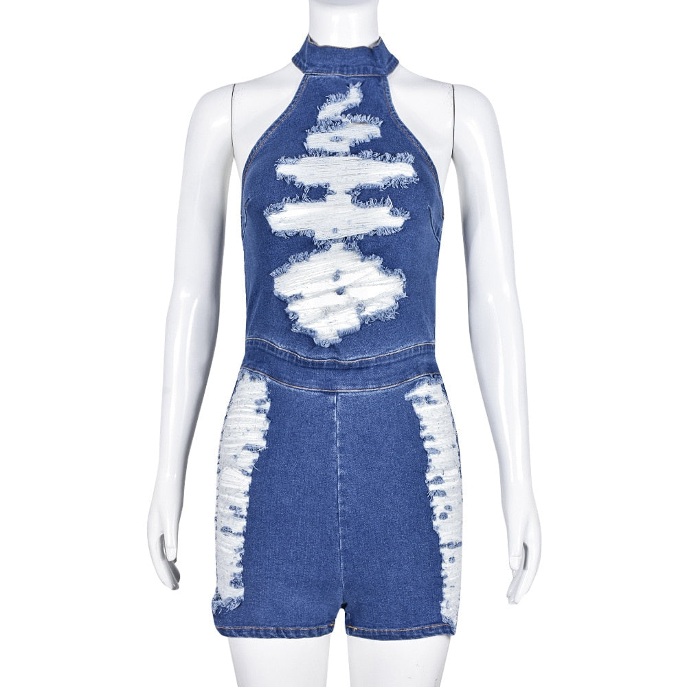 NastyENF Pressure Sexy Denim Bodycon Jumpsuit
