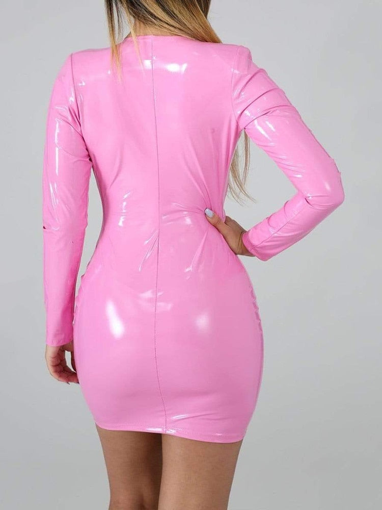 NastyENF Lust Sexy Faux Leather Bodycon Dress