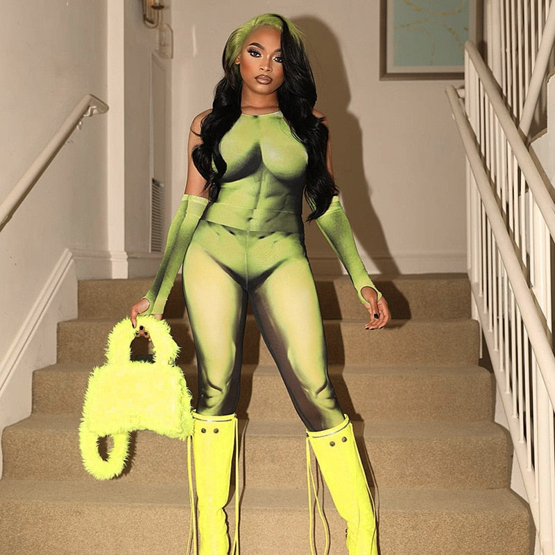 NastyENF Heroine 3D Print Illusion Legging Set