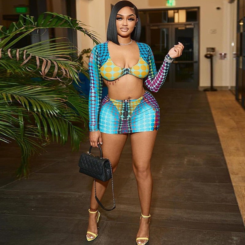NastyENF Magical Dot Print Two Piece Skirt Set