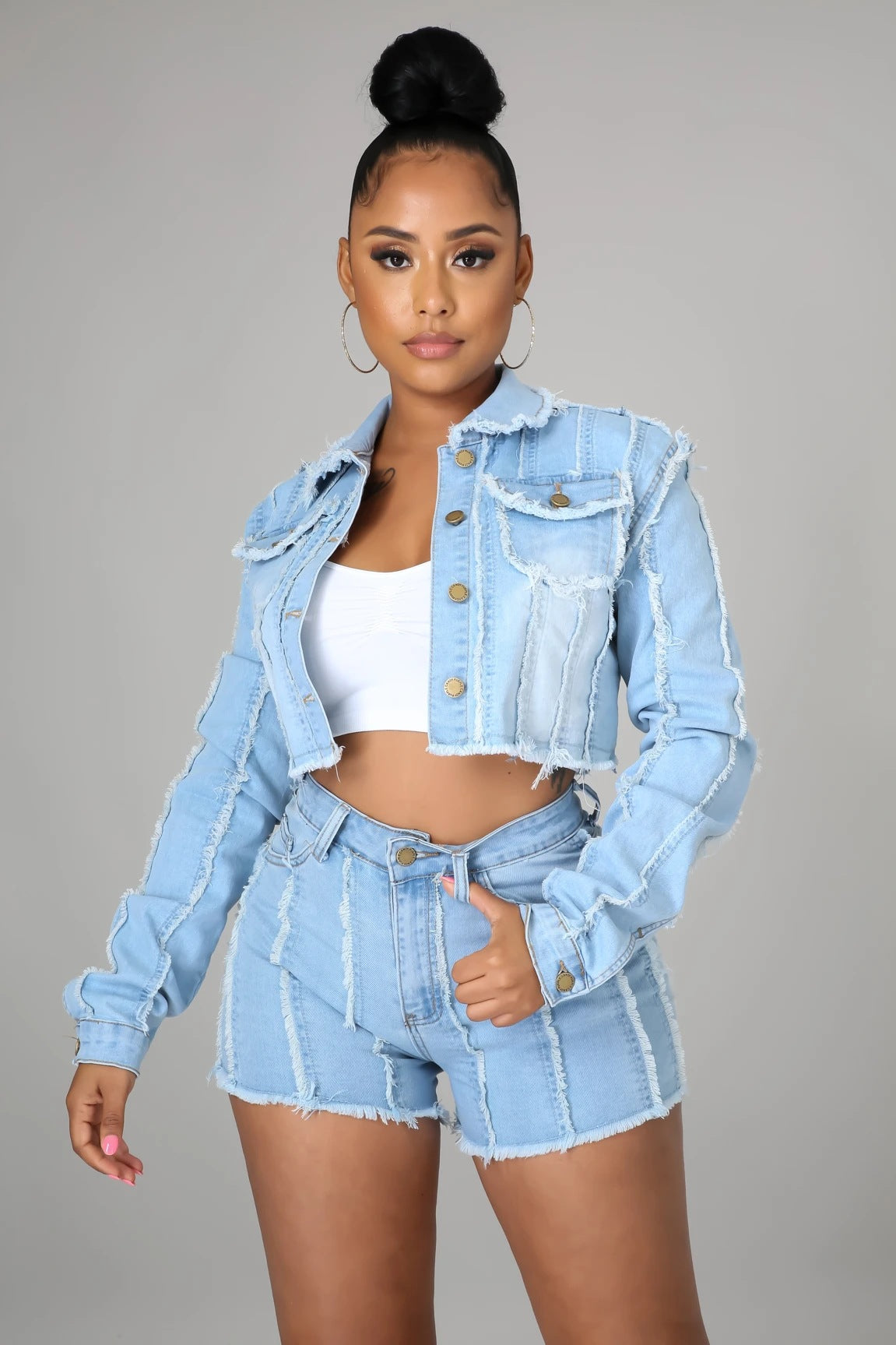 NastyENF Straightforward Casual Jean Two Piece Set