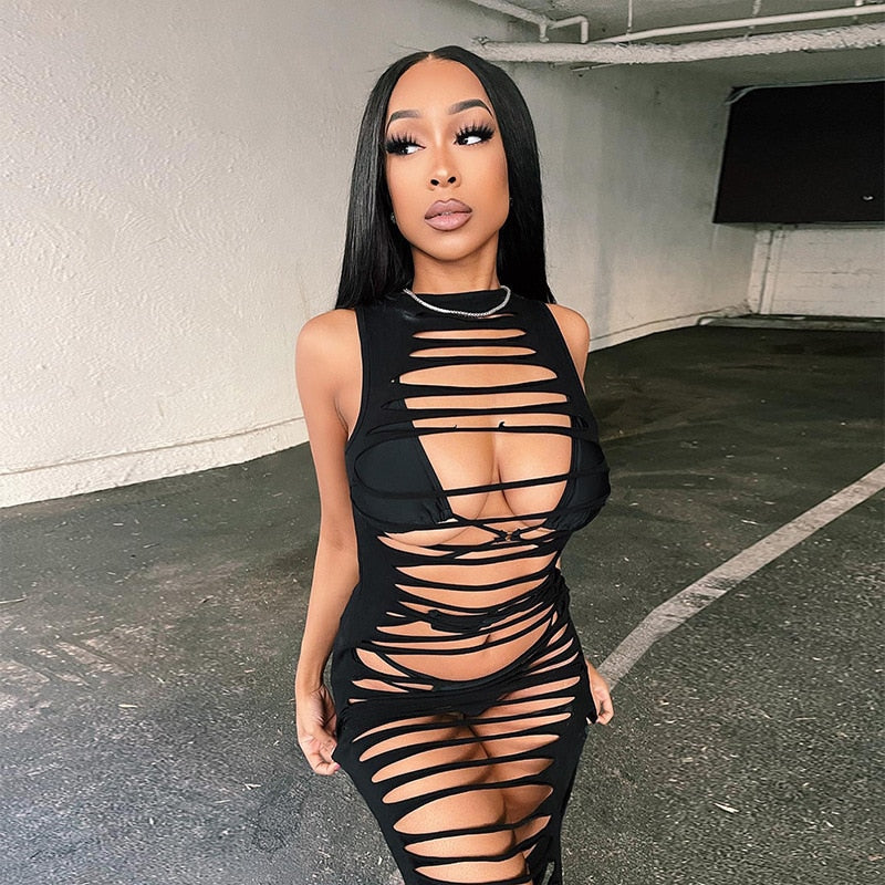 NastyENF Pieces of Me Sexy Hollow Out Dress