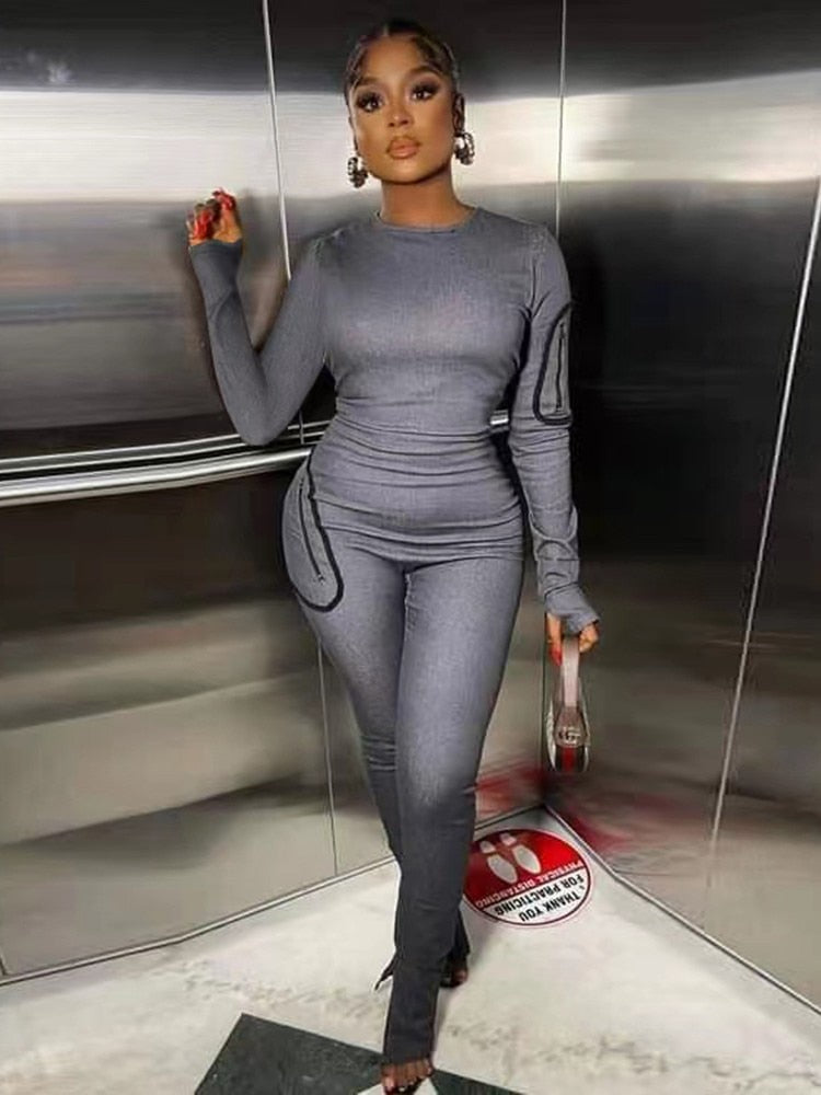 NastyENF Opposition Sexy Denim Bodycon Jumpsuit