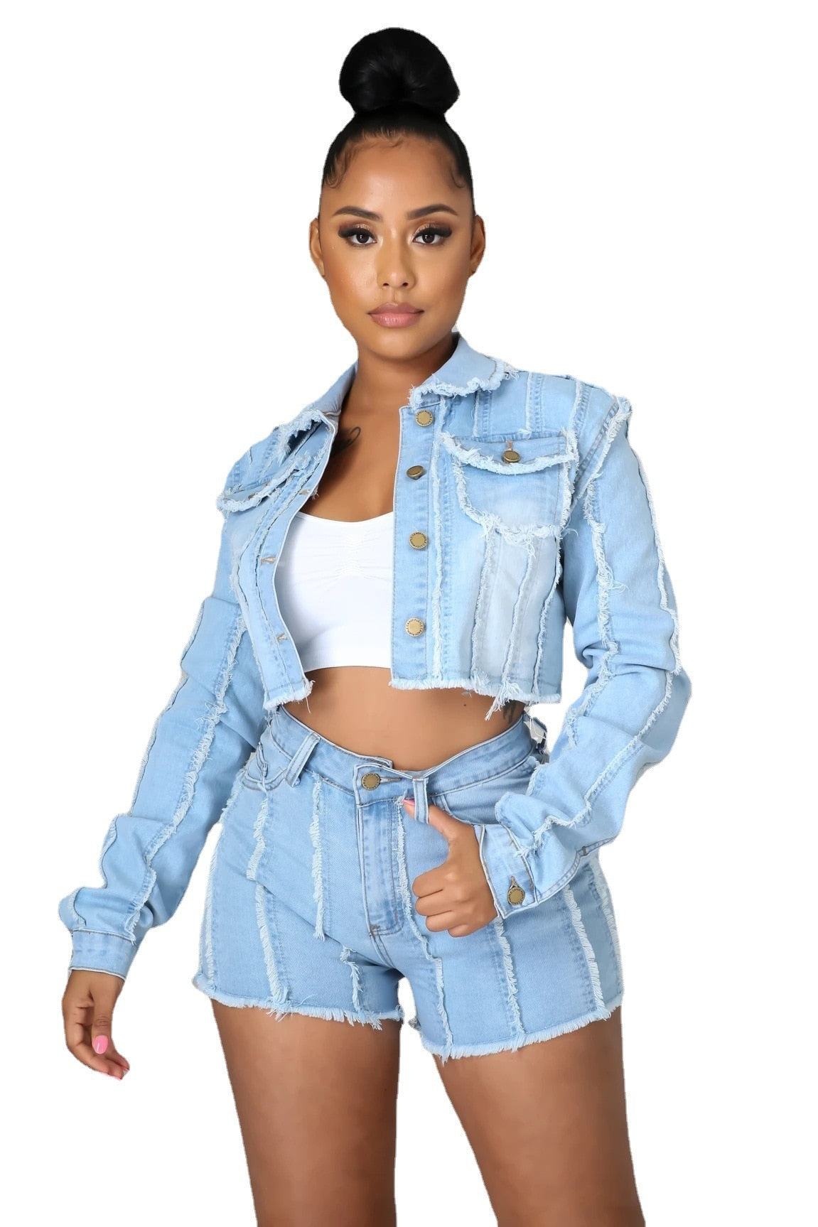 NastyENF Straightforward Casual Jean Two Piece Set