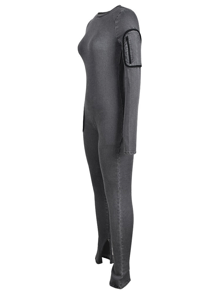 NastyENF Opposition Sexy Denim Bodycon Jumpsuit