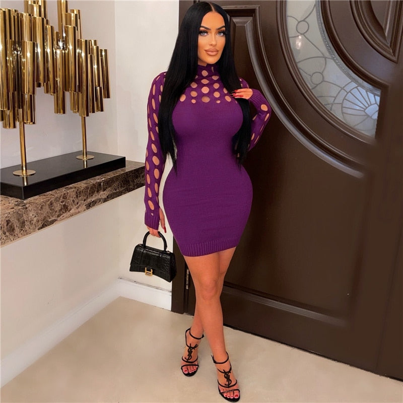 NastyENF No Apologies Needed Sexy Hollow Out Bodycon Mini