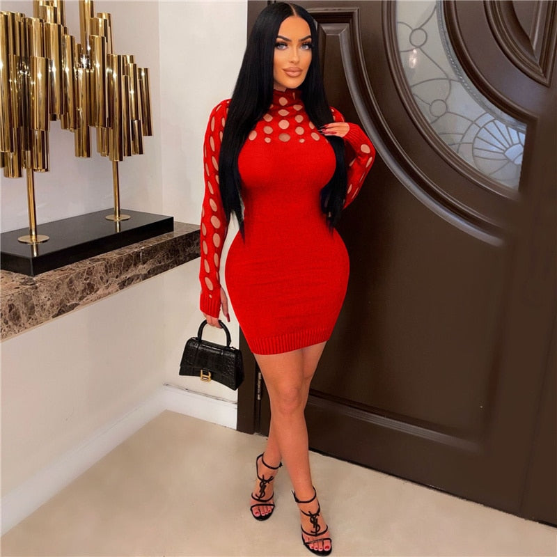 NastyENF No Apologies Needed Sexy Hollow Out Bodycon Mini