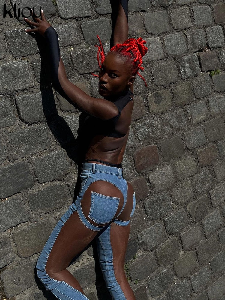 NastyENF Patchwork Sexy See Through Pants