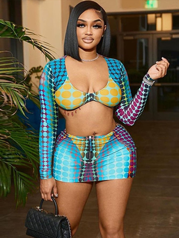 NastyENF Magical Dot Print Two Piece Skirt Set