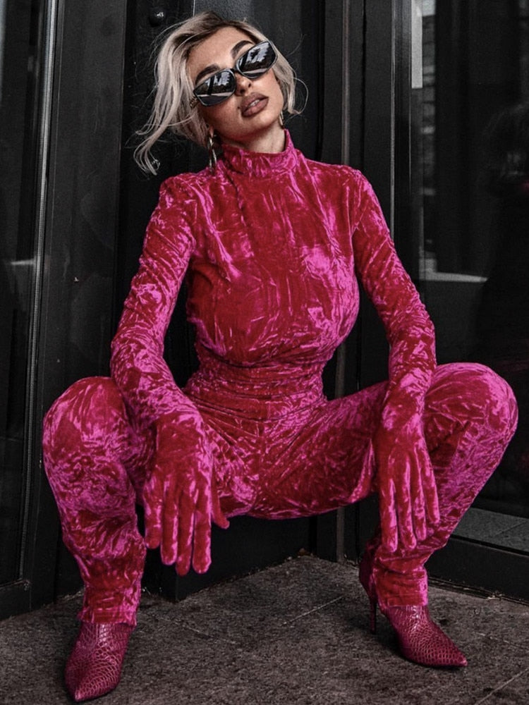 NastyENF Petty Cash Velvet Bodycon Jumpsuit