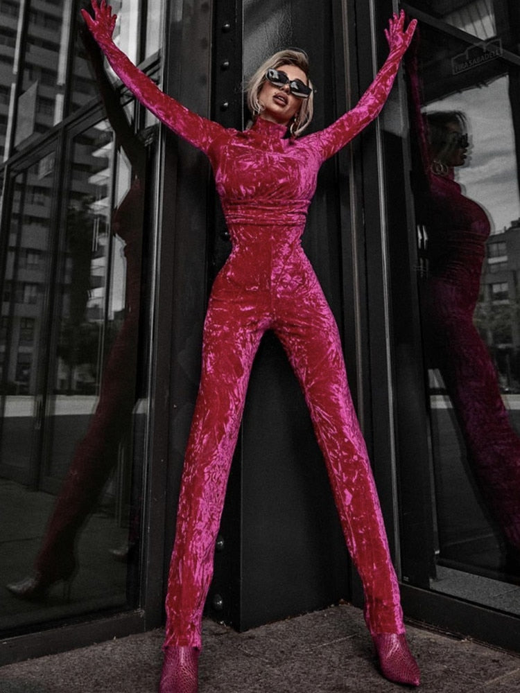 NastyENF Petty Cash Velvet Bodycon Jumpsuit