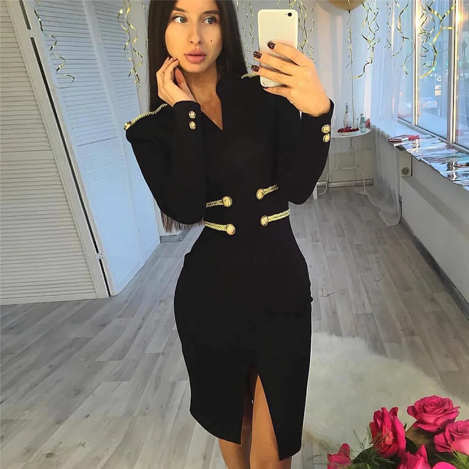 NastyENF Follow Me Mini Bandage Dress with Button Detail