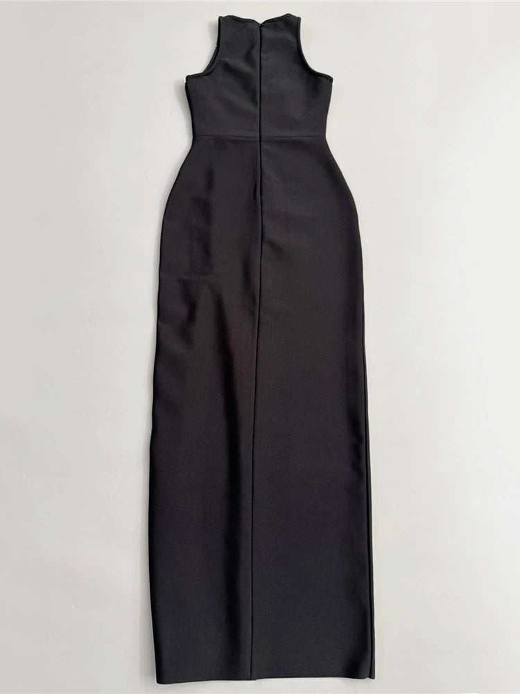 NastyENF Smooches Sexy O Neck Pearl and Diamonds Beaded Bandage Dress