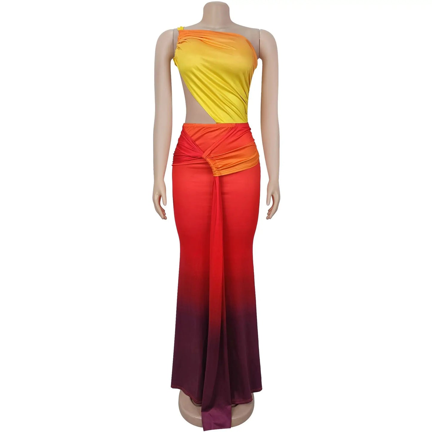 NastyENF Seeing Thru You One Shoulder Tie Dye Sexy Bodycon Dress