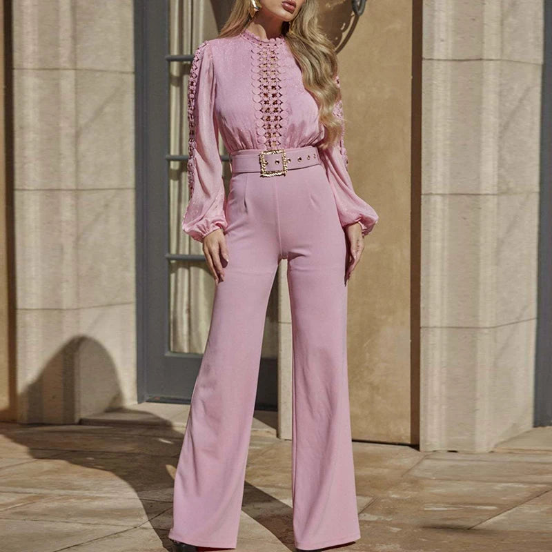 NastyENF Jump On It Lace Patchwork Long Sleeved Banquet Jumpsuit