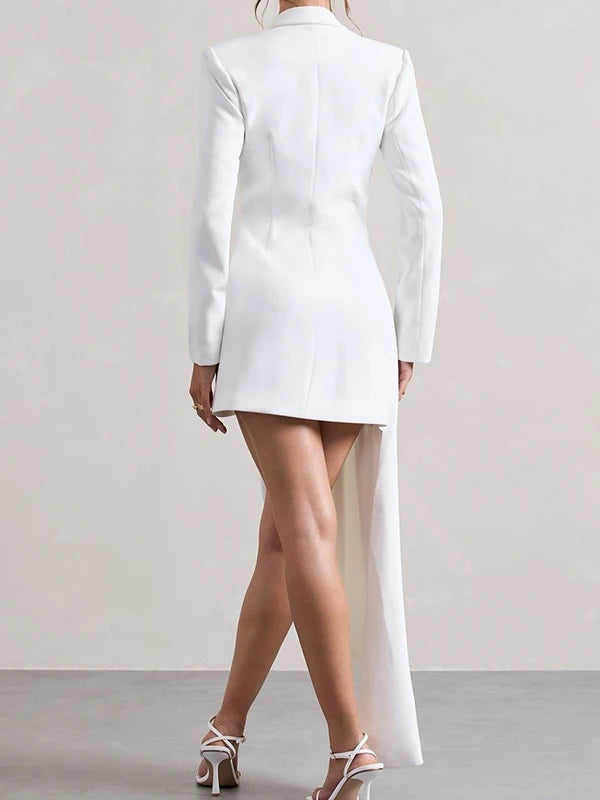 NastyENF Sidepiece Asymmetrical Notched Collar Blazer Mini Dress