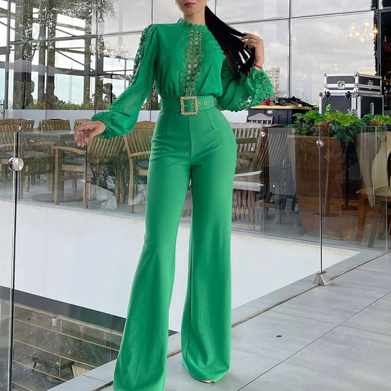 NastyENF Jump On It Lace Patchwork Long Sleeved Banquet Jumpsuit