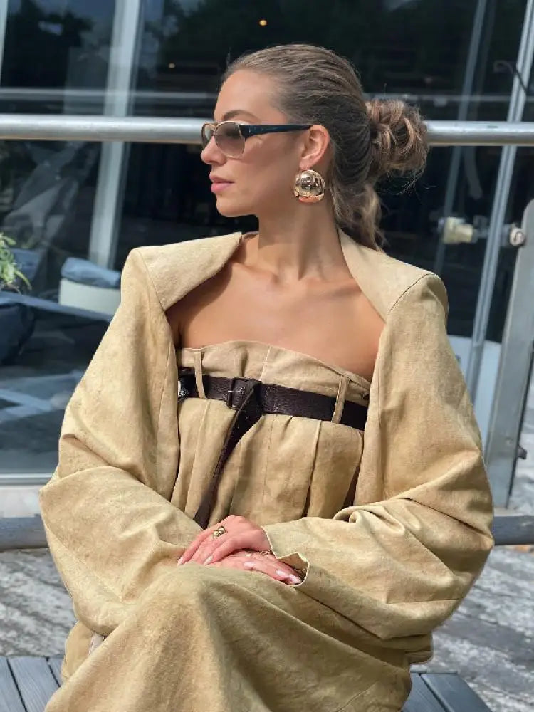 NastyENF Attitude Khaki Wide Leg Jumpsuit and Jacket