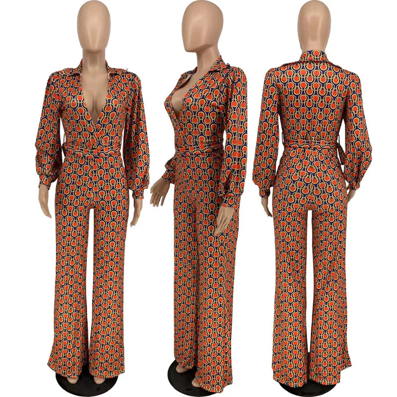 NastyENF Feverish Plaid Print Jumpsuit with Deep V-neck and Wide Leg