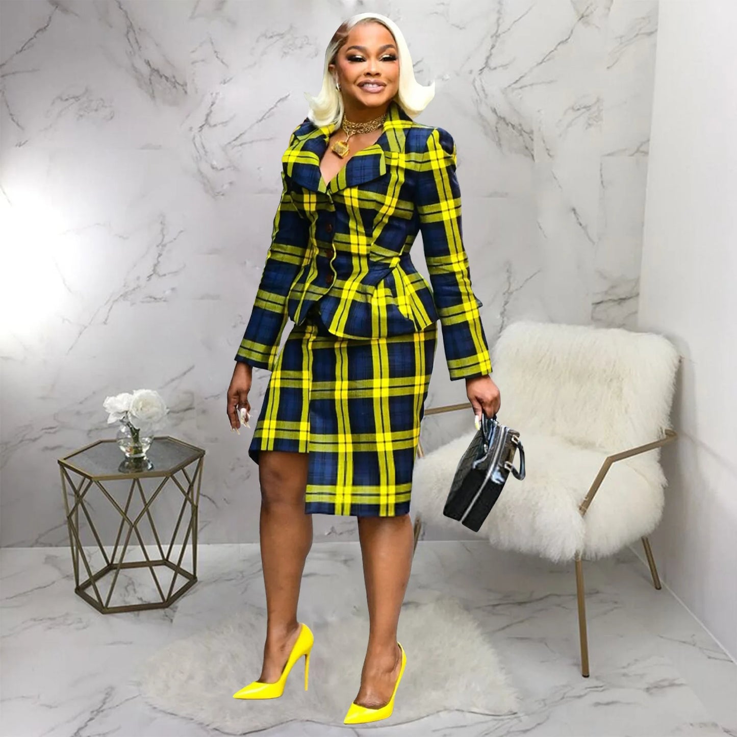 NastyENF Check Me Out Sexy Plaid Skirt Set