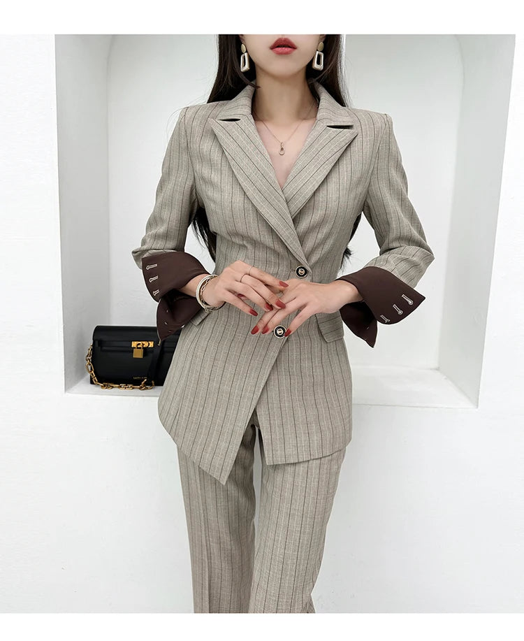 NastyENF Disorderly Elegant Two Piece Set with Long Sleeve Suit Jacket & Pants