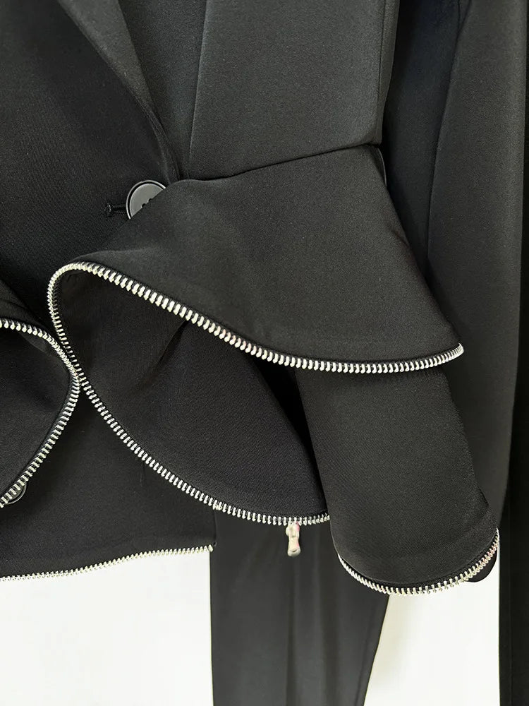 NastyENF Zipped High Fashion Designer Suit Set with Ruffles