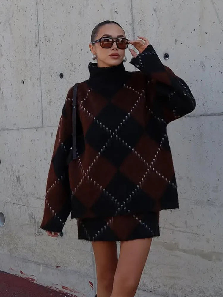 NastyENF Sweater Weather Knittted Long Sleeve Mini Skirt Set