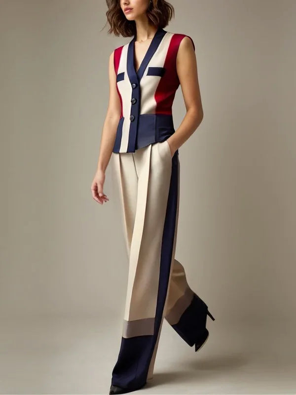 NastyENF Ascension Colorblocked Set with Vest and Long Wide Leg Pant