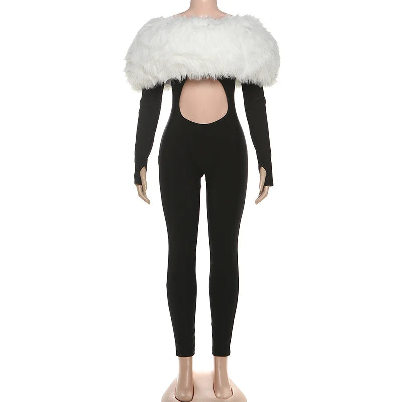 NastyENF Furry Friends Luxury Furry Off Shoulder Jumpsuit