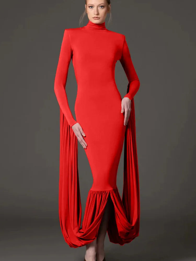 NastyENF Shredded Stand Collar Full Sleeved High End Party Dress