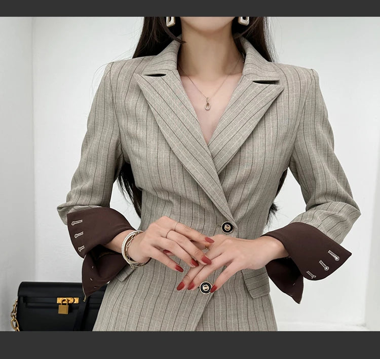 NastyENF Disorderly Elegant Two Piece Set with Long Sleeve Suit Jacket & Pants