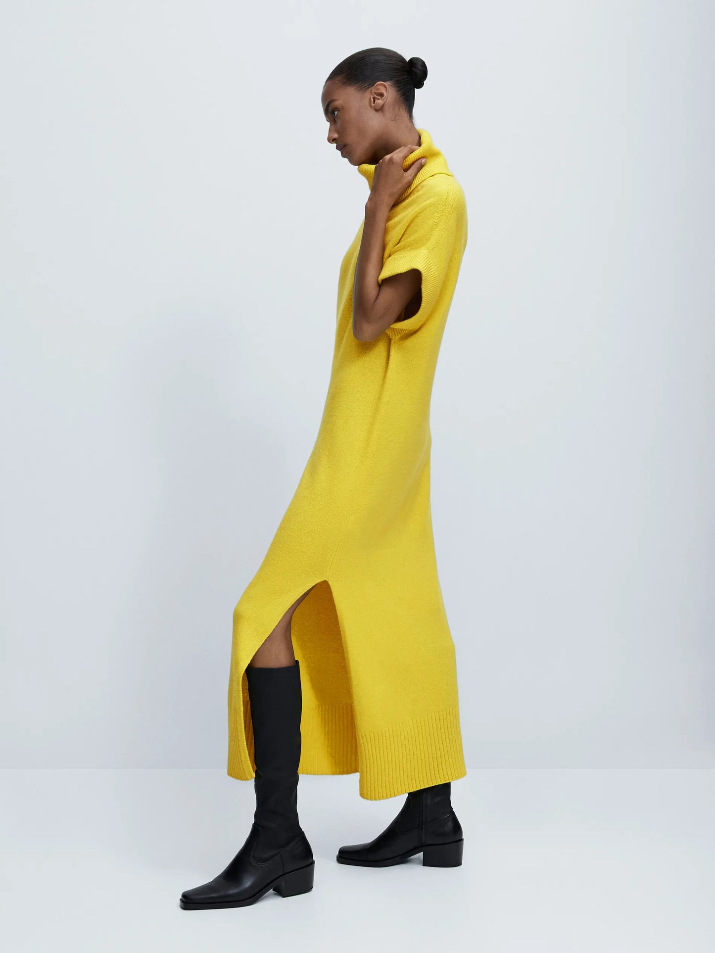 NastyENF Yield Long wool blend dress with Turtleneck and Split