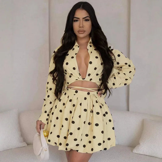 NastyENF Period Polka Dot Printed Two Piece Matching Set