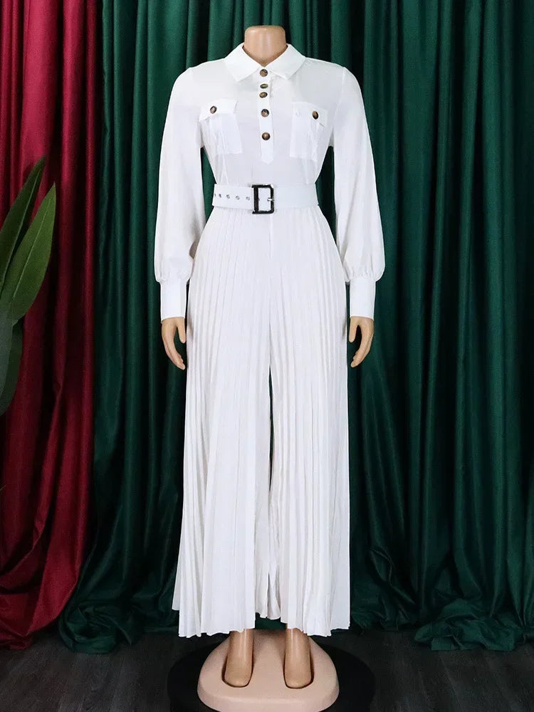NastyENF Pleat the Fifth Jumpsuit with Belt and Pleated Bottom